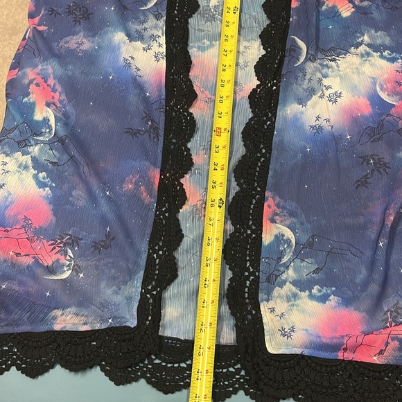 Women’s Torrid Tiger Kimono Sheer Purple Black Lace Kimono Size 1X - Picture 6 of 7